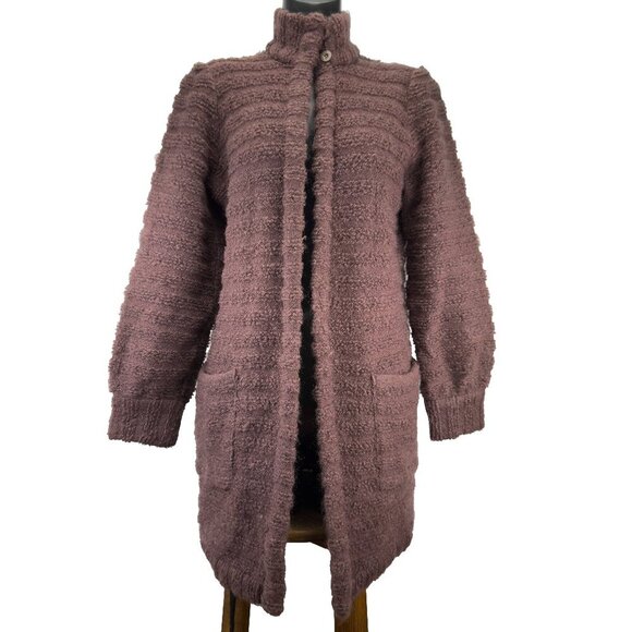 ESCADA VTG Heritage Mohair Top Buttons Eggplant Knitted Cardigan 70's 80's sz 40 - Picture 2 of 14